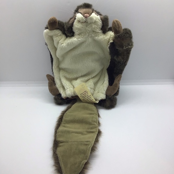 Folkmanis Flying Squirrel Hand Puppet Brown Plush Realistic Soft Furry Toy - Picture 3 of 7